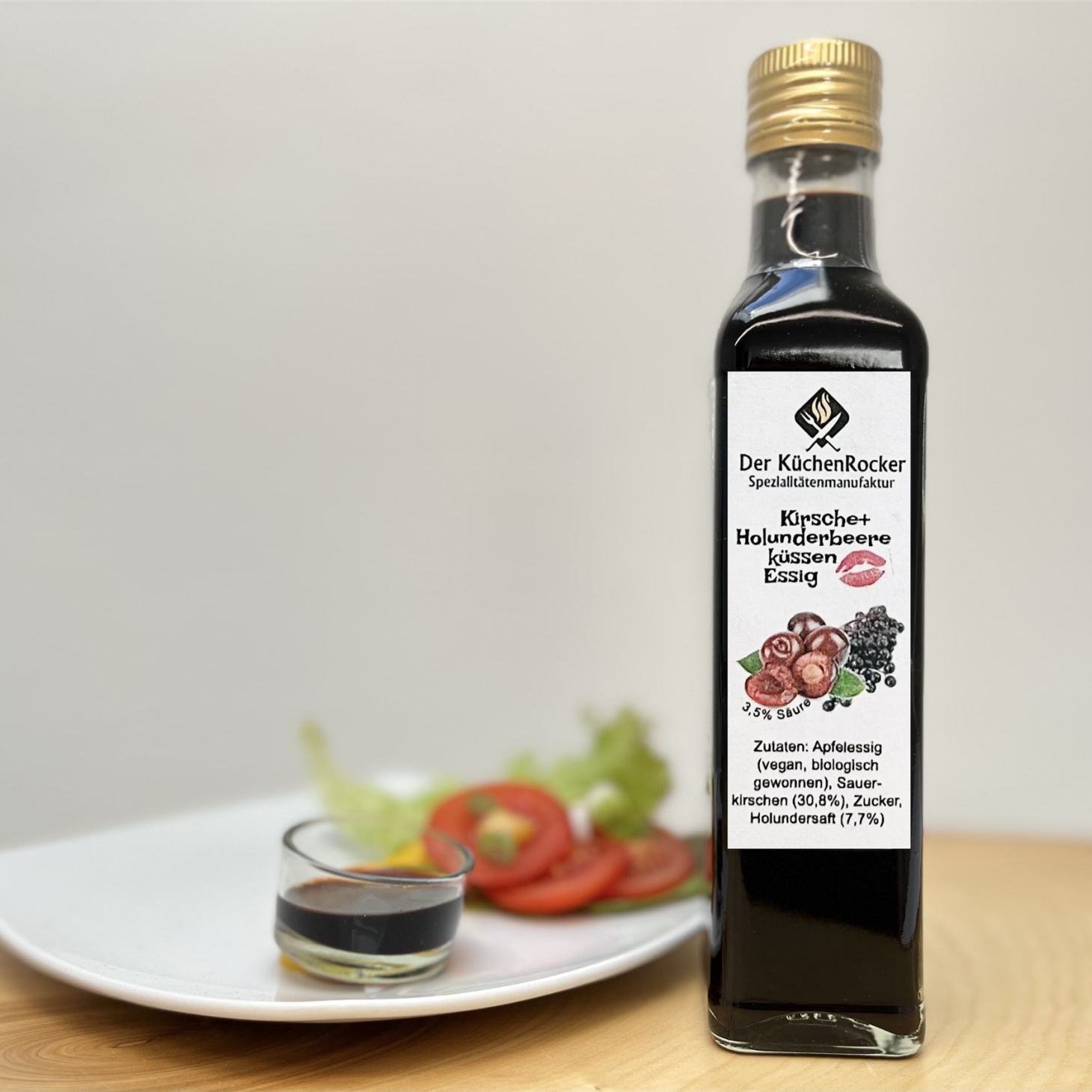 Kirsche und Holunderbeere küssen Essig_große Flasche