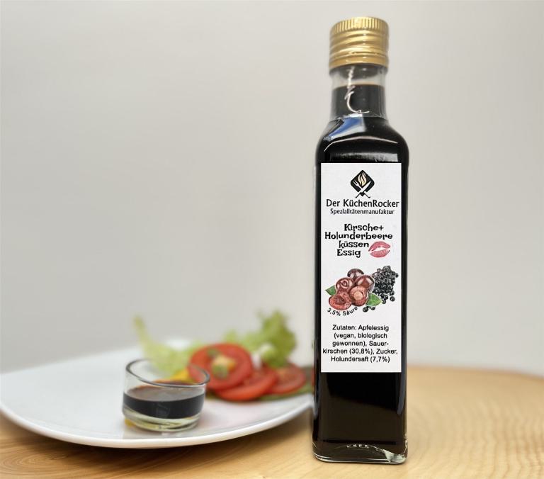 Kirsche und Holunderbeere küssen Essig_große Flasche