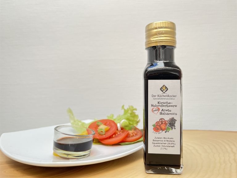 Kirsche und Holunderbeere Aceto Balsamico_kleine Flasche